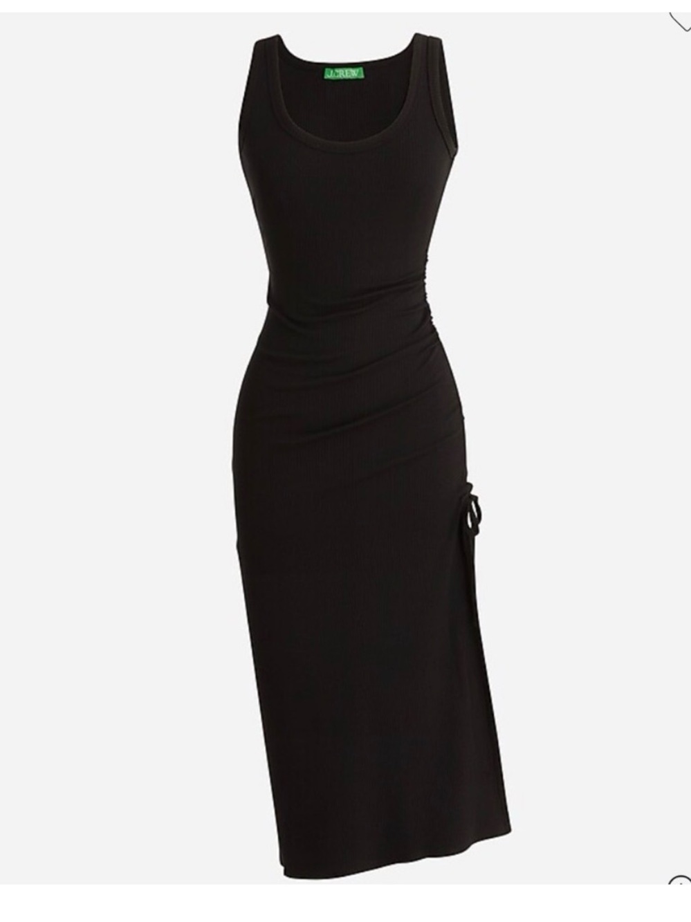JCrew Sleeveless Black Ribbed Tank Dress with Side ruching L